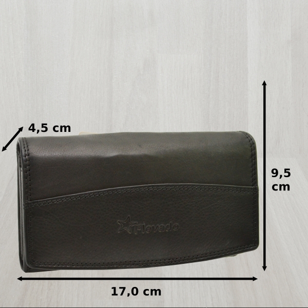 flevado Portemonnaie Schwarz Damen Leder Geldbörse Damenbrieftasche mit Klippfach RFID Schutz